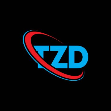 TZD logosu. TZD mektubu. TZD harf logosu tasarımı. Çember ve büyük harfli monogram logosuna bağlı TZD logosu. Teknoloji, iş ve emlak markası için TZD tipografisi.