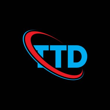 TTD logosu. TTD mektubu. TTD harf logosu tasarımı. Çember ve büyük harfli monogram logosuna bağlı TTD logosu. Teknoloji, iş ve emlak markası için TTD tipografisi.
