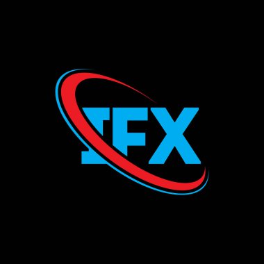 IFX logosu. IFX mektubu. IFX mektup logosu tasarımı. Daireye ve büyük harfli monogram logosuna bağlı ilk IFX logosu. Teknoloji, iş ve emlak markası için IFX tipografisi.
