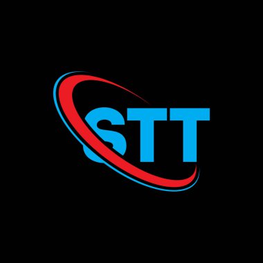 STT logosu. STT mektubu. STT harf logosu tasarımı. Çember ve büyük harfli monogram logosuna bağlı STT logosu. Teknoloji, iş ve emlak markası için STT tipografisi.