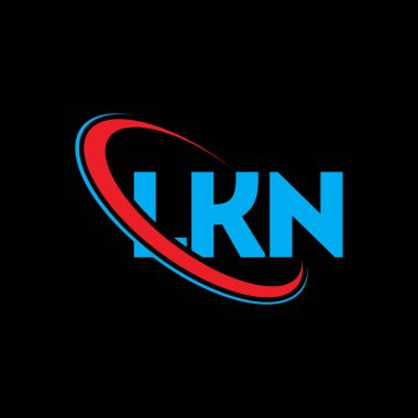 LKN logosu. LKN mektubu. LKN harf logosu tasarımı. Çember ve büyük harfli monogram logosuna bağlı ilk LKN logosu. Teknoloji, iş ve emlak markası için LKN tipografisi.