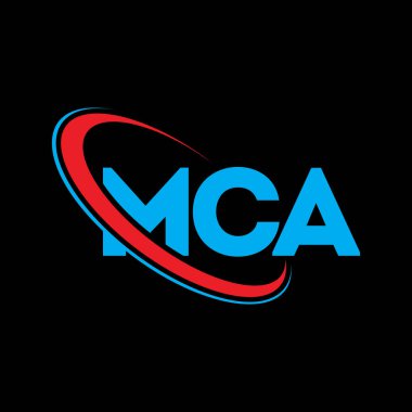 MCA logosu. MCA mektubu. MCA harf logosu tasarımı. Çember ve büyük harfli monogram logosuna bağlı baş harfler. Teknoloji, iş ve emlak markası için MCA tipografisi.