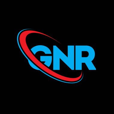 GNR logosu. GNR mektubu. GNR harfi logo tasarımı. Çember ve büyük harfli monogram logosuyla birleştirilmiş GNR logosu. Teknoloji, iş ve emlak markası için GNR tipografisi.