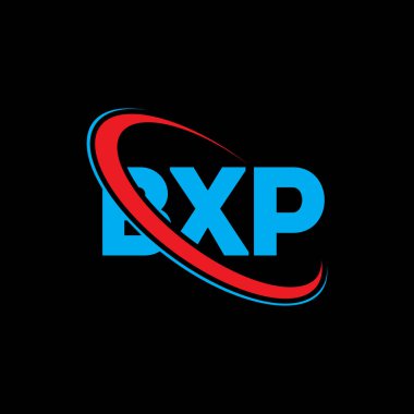 BXP logosu. BXP mektubu. BXP harf logosu tasarımı. Çember ve büyük harfli monogram logosuyla birleştirilmiş BXP logosu. Teknoloji, iş ve emlak markası için BXP tipografisi.