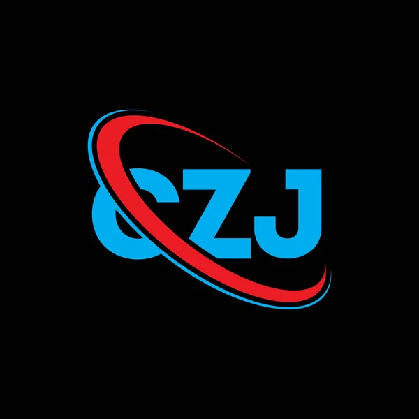 Czj Logosu Czj Mektubu Czj Harf Logosu Tasarımı Çember Büyük — Stok Vektör