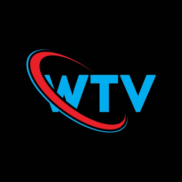 Wtv Logosu Wtv Mektubu Wtv Mektup Logosu Tasarımı Çember Büyük — Stok Vektör