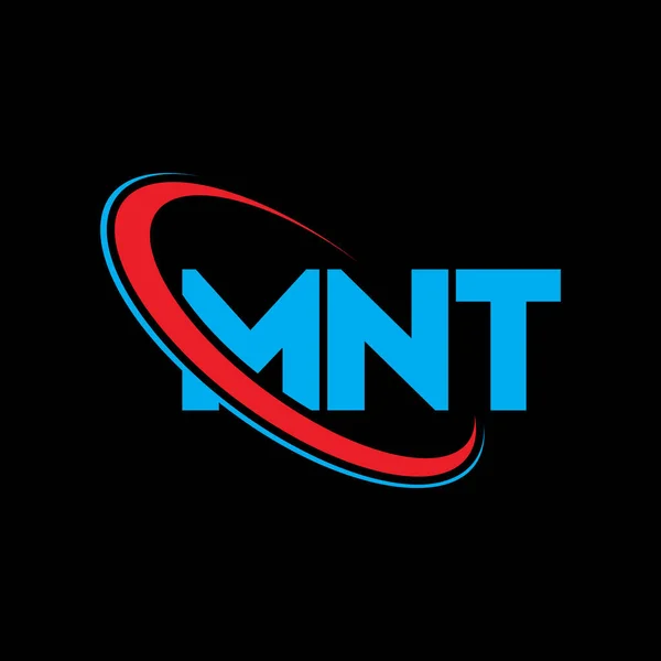 Mnt标志 Mnt信 Mnt字母标识设计 用圆形和大写字母标识连接Mnt标识的首字母缩写 商业和房地产品牌的Mnt排版 — 图库矢量图片