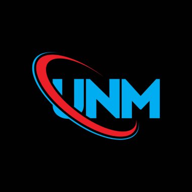 UNM logosu. UNM mektubu. UNM mektup logosu tasarımı. Çember ve büyük harfli monogram logosuna bağlı UNM logosu. Teknoloji, iş ve emlak markası için UNM tipografisi.