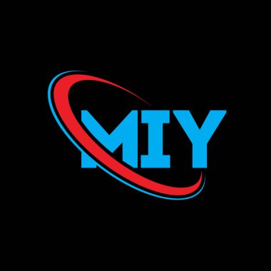 MIY logosu. MIY mektubu. MIY harf logosu tasarımı. Daire ve büyük harfli monogram logosuna bağlı MIY logosu. Teknoloji, iş ve emlak markası için MIY tipografisi.