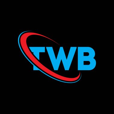 TWB logosu. TWB mektubu. TWB harfli logo tasarımı. Çember ve büyük harfli monogram logosuna bağlı TWB logosu. Teknoloji, iş ve emlak markası için TWB tipografisi.