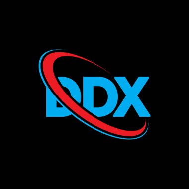 DDX logosu. DDX mektubu. DDX harfli logo tasarımı. Çember ve büyük harfli monogram logosuna bağlı baş harfler. Teknoloji, iş ve emlak markası için DDX tipografisi.