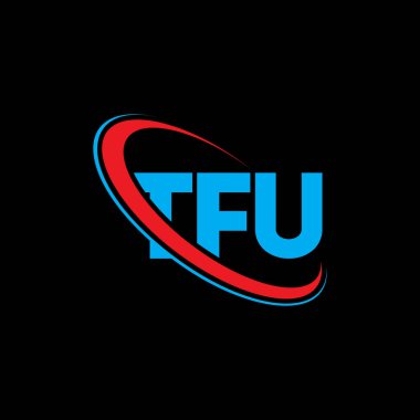 TFU logosu. TFU mektubu. TFU harf logosu tasarımı. Çember ve büyük harfli monogram logosuna bağlı baş harfler TFU logosu. Teknoloji, iş ve emlak markası için TFU tipografisi.