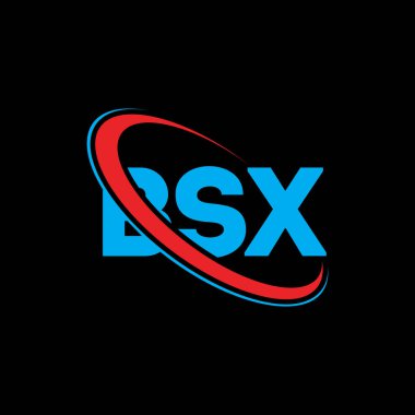 BSX logosu. BSX mektubu. BSX harfli logo tasarımı. Çember ve büyük harfli monogram logosuna bağlı baş harfler BSX. Teknoloji, iş ve emlak markası için BSX tipografisi.