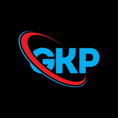 GKP logosu. GKP mektubu. GKP harf logosu tasarımı. Çember ve büyük harfli monogram logosuyla birleştirilmiş GKP logosu. Teknoloji, iş ve emlak markası için GKP tipografisi.