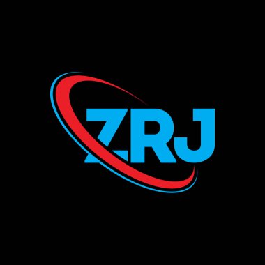 ZRJ logosu. ZRJ mektubu. ZRJ harf logosu tasarımı. Çember ve büyük harfli monogram logosuna bağlı baş harfler ZRJ logosu. Teknoloji, iş ve emlak markası için ZRJ tipografisi.