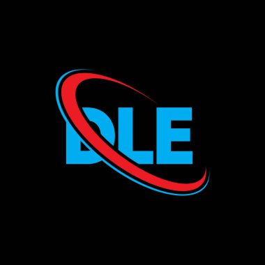 DLE logosu. DLE mektubu. DLE harf logosu tasarımı. Daireye ve büyük harfli monogram logosuna bağlı DLE logosu. Teknoloji, iş ve emlak markası için DLE tipografisi.