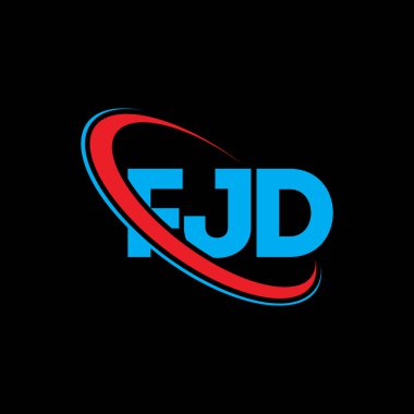 FJD logosu. FJD mektubu. FJD mektup logosu tasarımı. Çember ve büyük harfli monogram logosuna bağlı FJD logosu. Teknoloji, iş ve emlak markası için FJD tipografisi.
