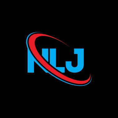 NLJ logosu. NLJ mektubu. NLJ harf logosu tasarımı. Çember ve büyük harfli monogram logosuna bağlı NLJ logosu. Teknoloji, iş ve emlak markası için NLJ tipografisi.