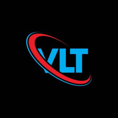 VLT logosu. VLT mektubu. VLT harf logosu tasarımı. Çember ve büyük harfli monogram logosuna bağlı baş harfler VLT logosu. Teknoloji, iş ve emlak markası için VLT tipografisi.