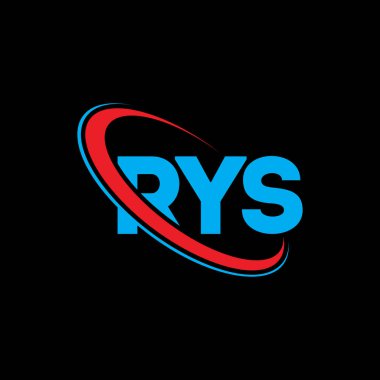 RYS logosu. RYS mektubu. RYS harfi logo tasarımı. Çember ve büyük harfli monogram logosuna bağlı RYS logosu. Teknoloji, iş ve emlak markası için RYS tipografisi.