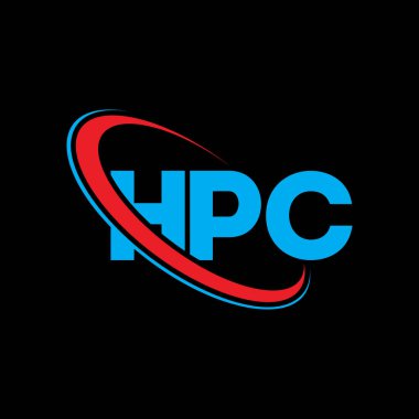 HPC logosu. HPC mektubu. HPC harf logosu tasarımı. Çember ve büyük harfli monogram logosuna bağlı HPC logosu. Teknoloji, iş ve emlak markası için HPC tipografisi.