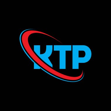 KTP logosu. KTP mektubu. KTP harf logosu tasarımı. Çember ve büyük harfli monogram logosuna bağlı baş harfler KTP logosu. Teknoloji, iş ve emlak markası için KTP tipografisi.