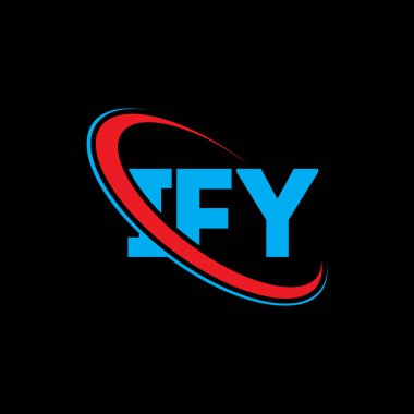 IFY logosu. IFY mektubu. IFY mektup logosu tasarımı. Daireye ve büyük harfli monogram logosuna bağlı ilk IFY logosu. Teknoloji, iş ve emlak markası için IFY tipografisi.