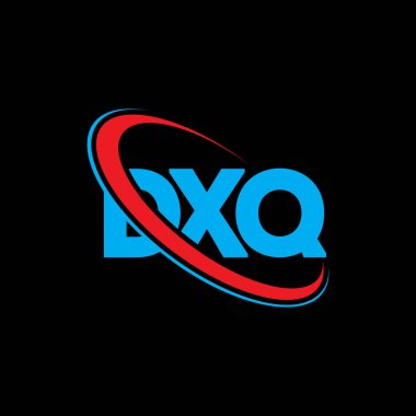 DXQ logosu. DXQ mektubu. DXQ harf logosu tasarımı. Daire ve büyük harfli monogram logosuyla birleştirilmiş DXQ logosu. Teknoloji, iş ve emlak markası için DXQ tipografisi.