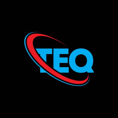 TEQ logosu. TEQ mektubu. TEQ harf logosu tasarımı. Çember ve büyük harfli monogram logosuna bağlı ilk TEQ logosu. Teknoloji, iş ve emlak markası için TEQ tipografisi.
