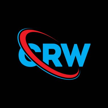 CRW logosu. CRW mektubu. CRW harf logosu tasarımı. Çember ve büyük harfli monogram logosuyla birleştirilmiş CRW logosu. Teknoloji, iş ve emlak markası için CRW tipografisi.