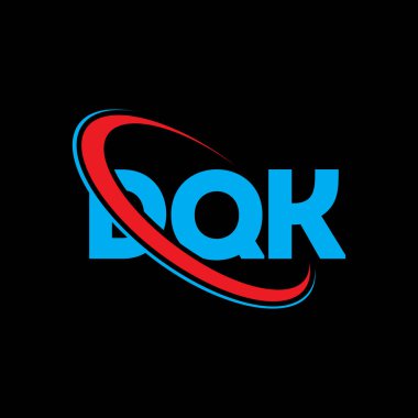 DQK logosu. DQK mektubu. DQK mektup logosu tasarımı. Çember ve büyük harfli monogram logosuyla birleştirilmiş DQK logosu. Teknoloji, iş ve emlak markası için DQK tipografisi.