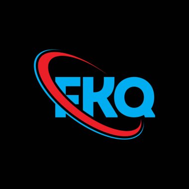 FKQ logosu. FKQ mektubu. FKQ harf logosu tasarımı. Çember ve büyük harfli monogram logosuna bağlı FKQ logosu. Teknoloji, iş ve emlak markası için FKQ tipografisi.