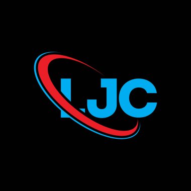 LJC logosu. LJC mektubu. LJC mektup logosu tasarımı. Çember ve büyük harfli monogram logosuna bağlı ilk LJC logosu. Teknoloji, iş ve emlak markası için LJC tipografisi.