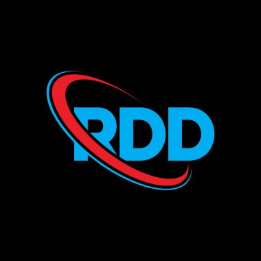 RDD logosu. RDD mektubu. RDD harfli logo tasarımı. Çember ve büyük harfli monogram logosuna bağlı baş harfler RDD logosu. Teknoloji, iş ve emlak markası için RDD tipografisi.