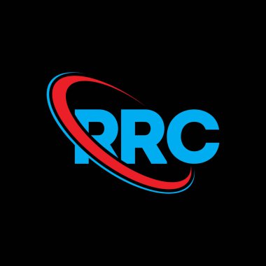 RRC logosu. RRRC mektubu. RRC harf logosu tasarımı. Çember ve büyük harfli monogram logosuna bağlı RRC logosu. Teknoloji, iş ve emlak markası için RRC tipografisi.