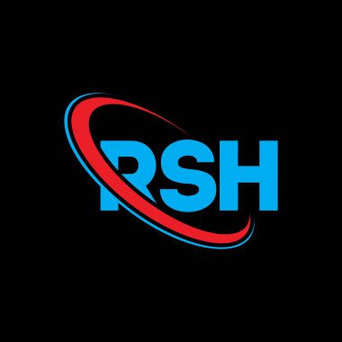 RSH logosu. RSH harfi. RSH harf logosu tasarımı. Çember ve büyük harfli monogram logosuna bağlı RSH logosu. Teknoloji, iş ve emlak markası için RSH tipografisi.
