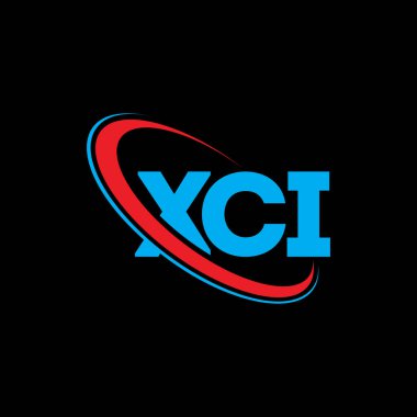 XCI logosu. XCI mektubu. XCI harf logosu tasarımı. Çember ve büyük harfli monogram logosuna bağlı XCI logosu. Teknoloji, iş ve emlak markası için XCI tipografisi.