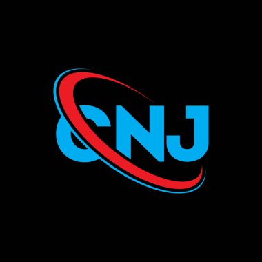 CNJ logosu. CNJ mektubu. CNJ mektup logosu tasarımı. Çember ve büyük harfli monogram logosuna bağlı CNJ logosunun baş harfleri. CNJ teknoloji, iş ve emlak markası tipografisi.