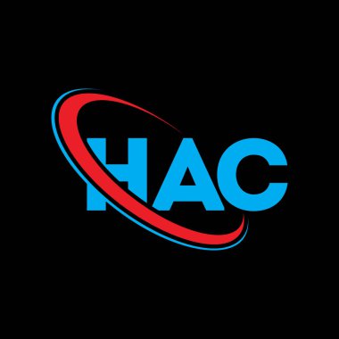 HAC logosu. HAC mektubu. HAC harf logosu tasarımı. Çember ve büyük harfli monogram logosuna bağlı HAC logosu. Teknoloji, iş ve emlak markası için HAC tipografisi.