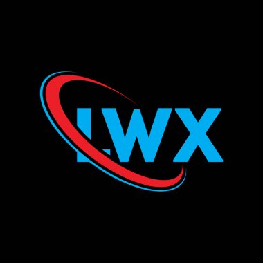 LWX logosu. LWX mektubu. LWX harfli logo tasarımı. Çember ve büyük harfli monogram logosuna bağlı ilk LWX logosu. Teknoloji, iş ve emlak markası için LWX tipografisi.