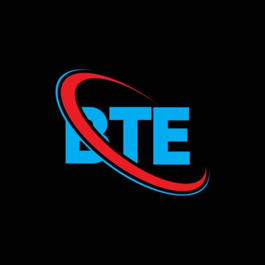 BTE logosu. BTE mektubu. BTE harfli logo tasarımı. Çember ve büyük harfli monogram logosuna bağlı baş harfler BTE logosu. Teknoloji, iş ve emlak markası için BTE tipografisi.