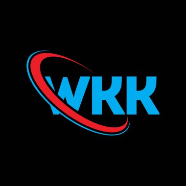 WKK logosu. WKK mektubu. WKK harf logosu tasarımı. Çember ve büyük harfli monogram logosuna bağlı WKK logosu. Teknoloji, iş ve emlak markası için WKK tipografisi.