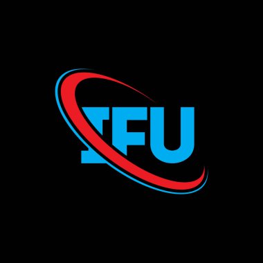 IFU logosu. IFU mektubu. IFU mektup logosu tasarımı. Çember ve büyük harfli monogram logosuna bağlı ilk IFU logosu. Teknoloji, iş ve emlak markası için IFU tipografisi.