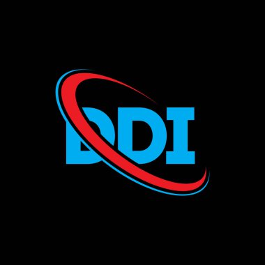 DDI logosu. DDI mektubu. DDI mektup logosu tasarımı. Çember ve büyük harfli monogram logosuna bağlı baş harfler. Teknoloji, iş ve emlak markası için DDI tipografisi.