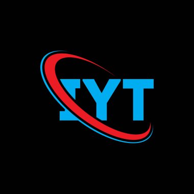 IYT logosu. Mektup var. IYT harf logosu tasarımı. Daireye ve büyük harfli monogram logosuna bağlı baş harfler IYT logosu. Teknoloji, iş ve emlak markası için IYT tipografisi.