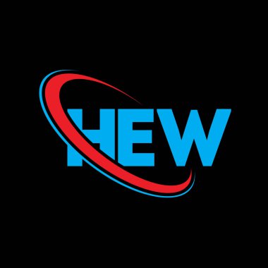 Hew logosu. Hew mektubu. HEW mektup logosu tasarımı. Çember ve büyük harfli monogram logosuna bağlı HEW logosu. Teknoloji, iş ve emlak markası için HEW tipografisi.