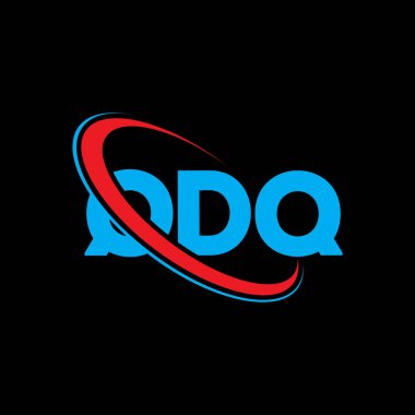 QDQ logosu. QDQ mektubu. QDQ harfi logo tasarımı. Çember ve büyük harfli monogram logosuna bağlı QDQ logosu. Teknoloji, iş ve emlak markası için QDQ tipografisi.