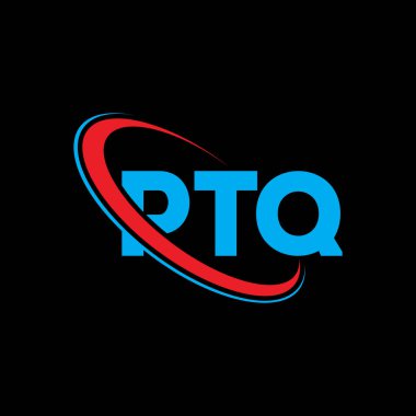 PTQ logosu. PTQ mektubu. PTQ harfi logo tasarımı. Çember ve büyük harfli monogram logosuna bağlı PTQ logosu. Teknoloji, iş ve emlak markası için PTQ tipografisi.