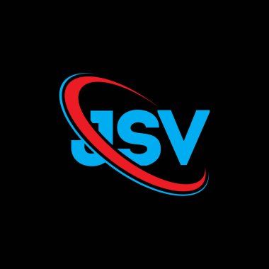 JSV logosu. JSV mektubu. JSV mektup logosu tasarımı. Çember ve büyük harfli monogram logosuna bağlı JSV logosu. Teknoloji, iş ve emlak markası için JSV tipografisi.