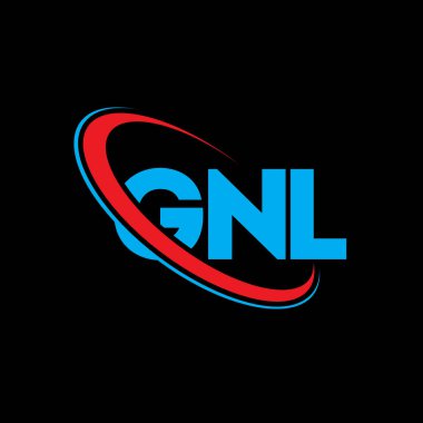GNL logosu. GNL harfi. GNL harf logosu tasarımı. Çember ve büyük harfli monogram logosuyla birleştirilmiş GNL logosu. Teknoloji, iş ve emlak markası için GNL tipografisi.